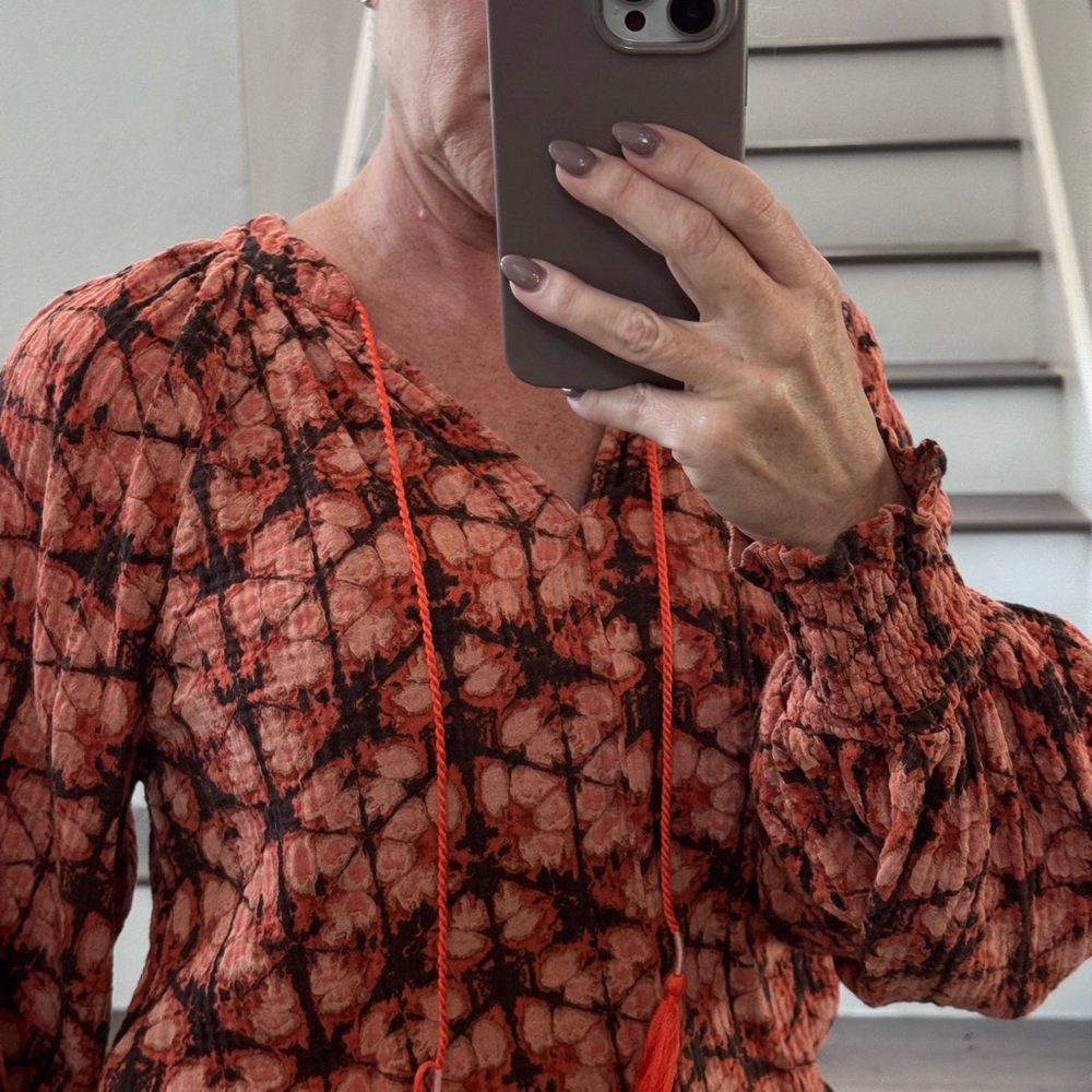 Anthropologie Orange and Black Blouse